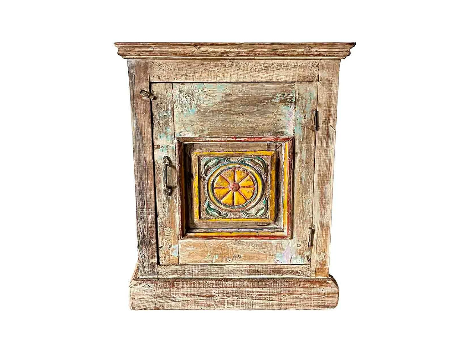 Mesa de centro em madeira artesanal castanha, 52x26x69cm