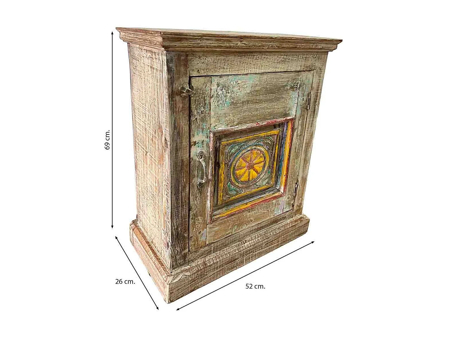 Mesa de centro em madeira artesanal castanha, 52x26x69cm