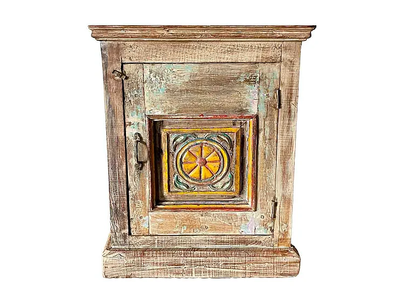 Mesa de centro em madeira artesanal castanha, 52x26x69cm