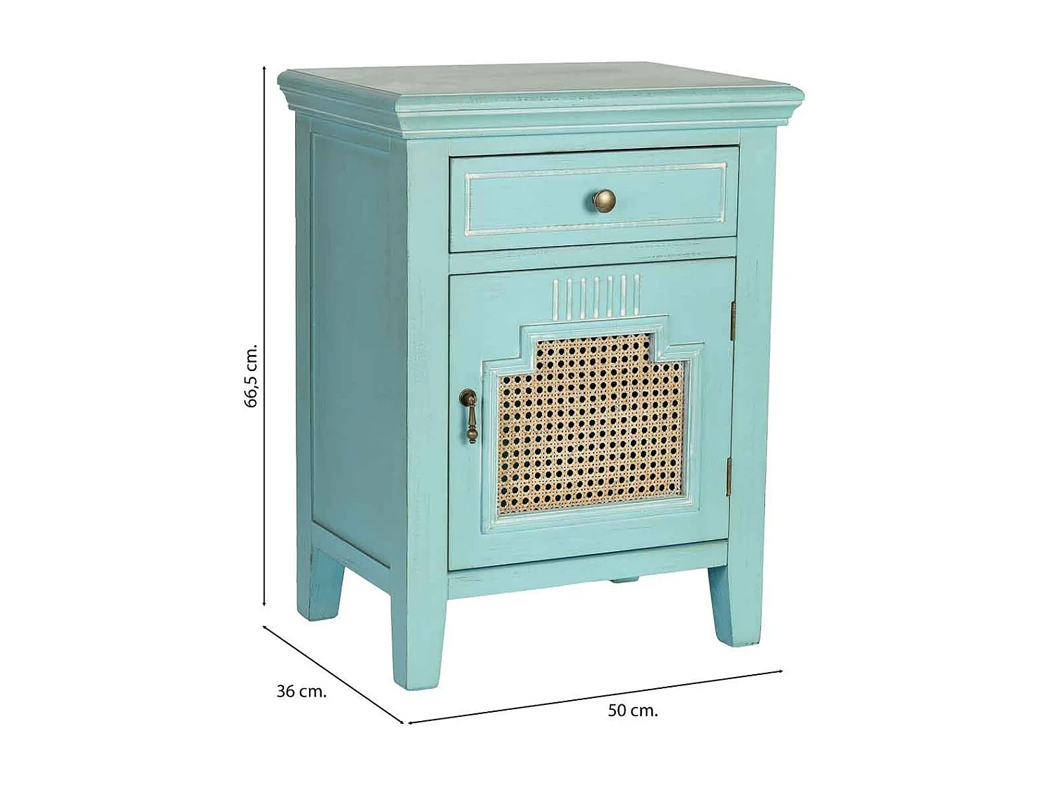 Mesa de cabeceira em madeira com 1 porta e 1 gaveta 50x36x66,5 cm