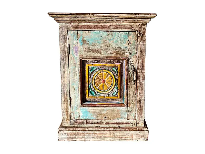 Mesita de madera acabado artesanal marrón 56x28x68h cm