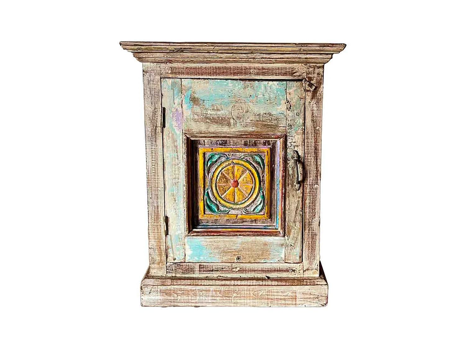 Mesita de madera acabado artesanal marrón 56x28x68h cm