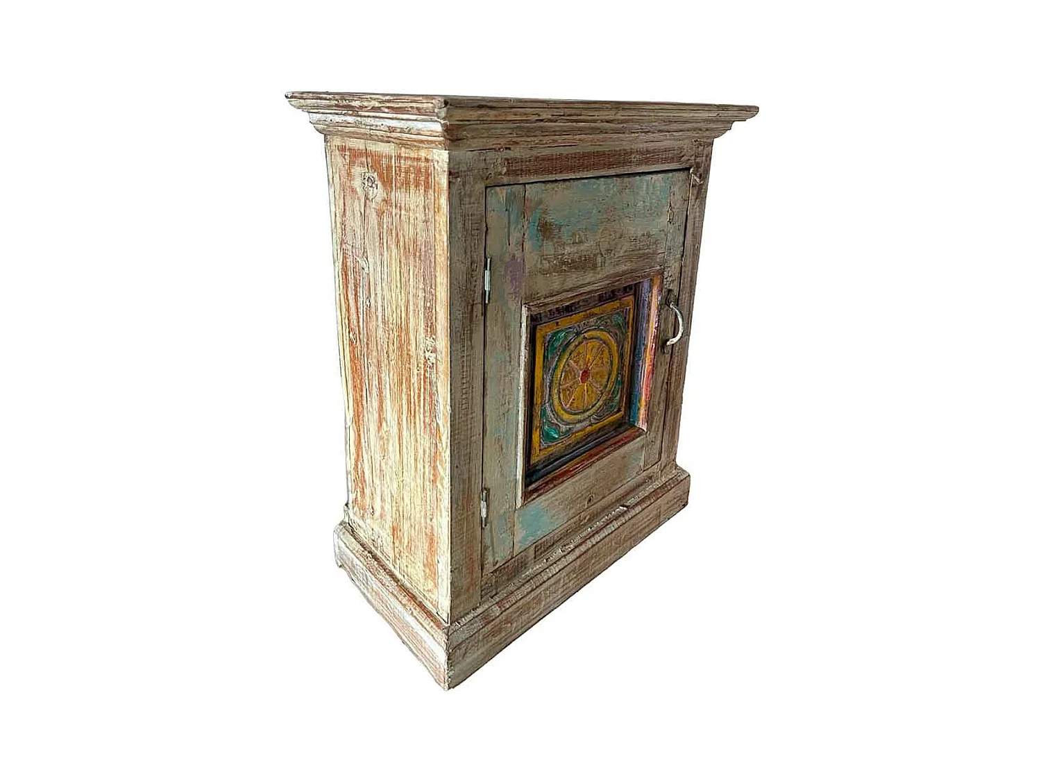 Mesita de madera acabado artesanal marrón 56x28x68h cm