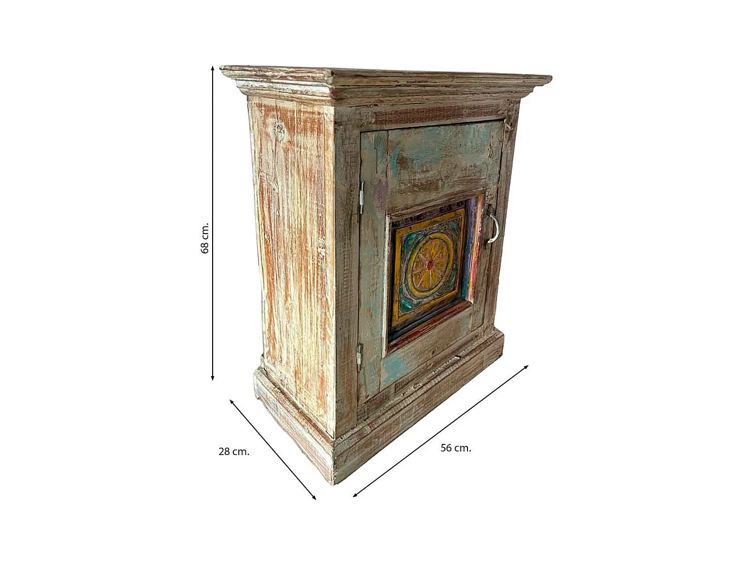 Mesita de madera acabado artesanal marrón 56x28x68h cm