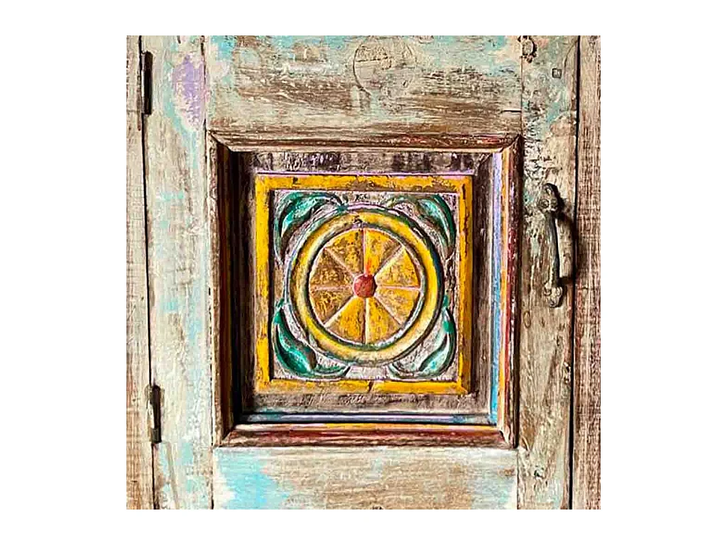 Mesita de madera acabado artesanal marrón 56x28x68h cm