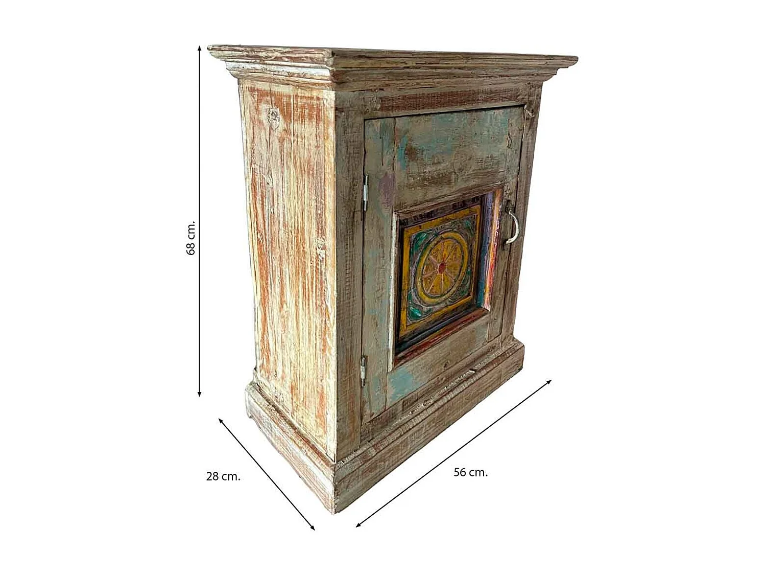 Mesita de madera acabado artesanal marrón 56x28x68h cm