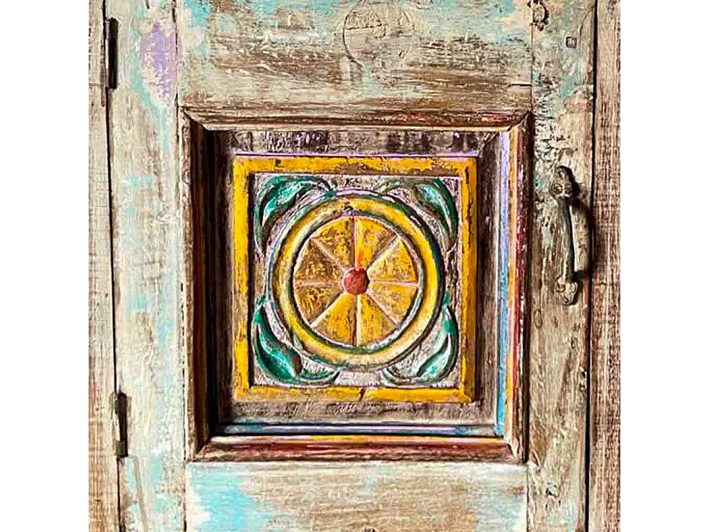 Mesita de madera acabado artesanal marrón 56x28x68h cm