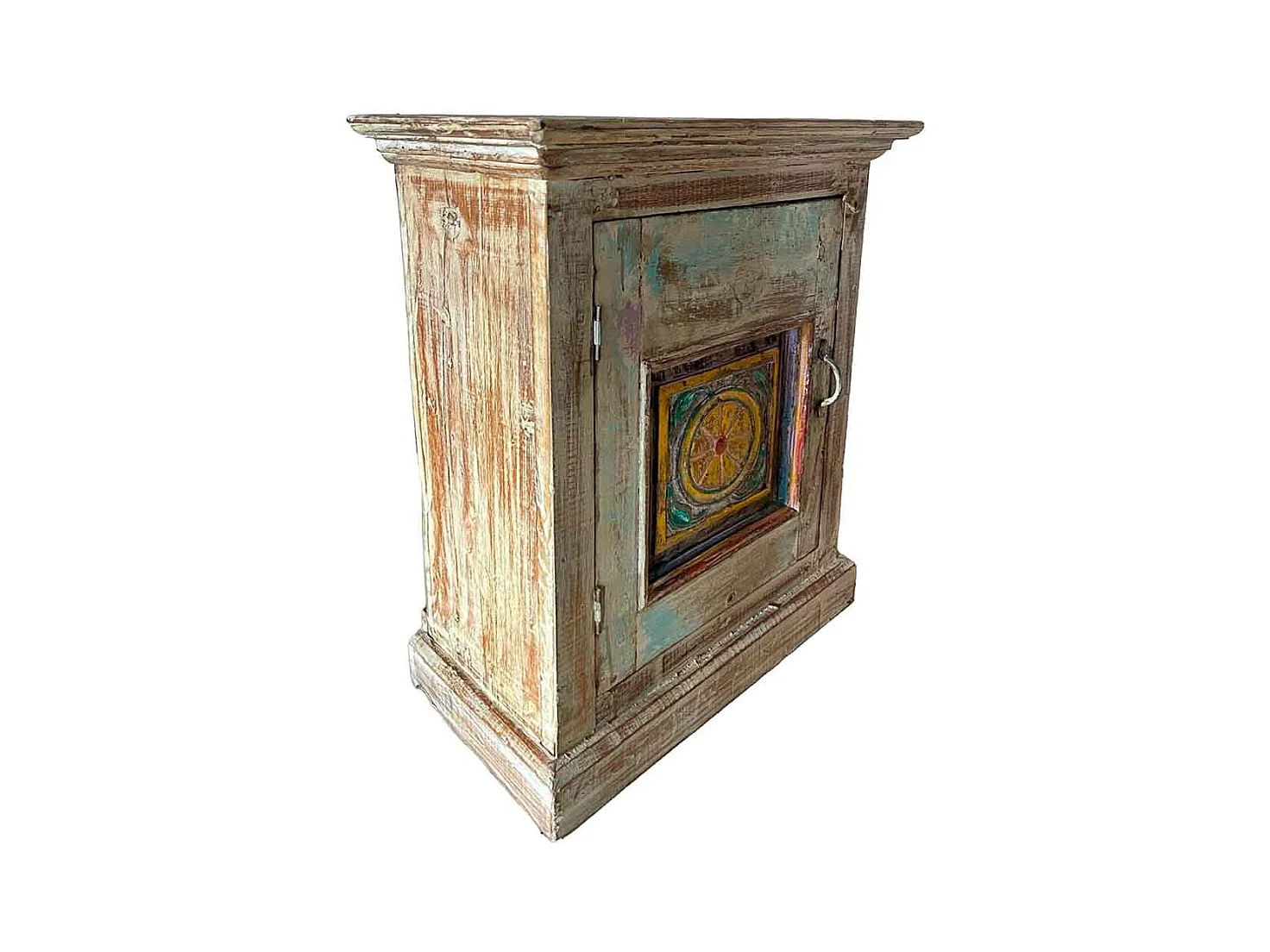 Table d'appoint en bois artisanale marron 56 x 28 x 68