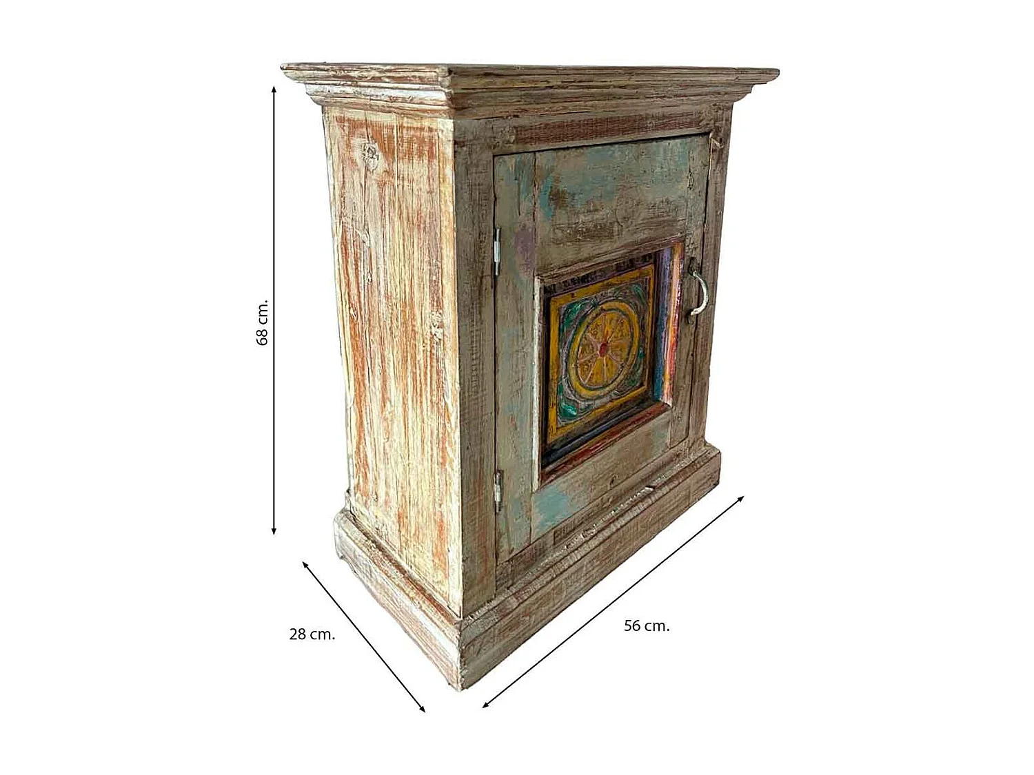 Mesita de madera acabado artesanal marrón 56x28x68h cm