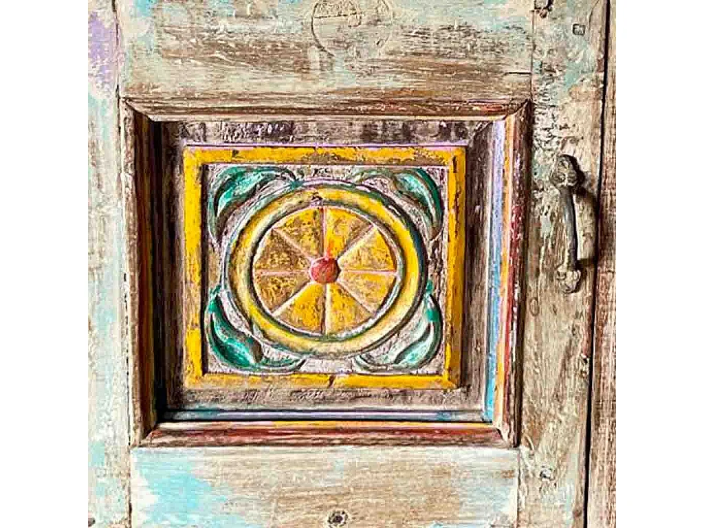 Mesita de madera acabado artesanal marrón 56x28x68h cm