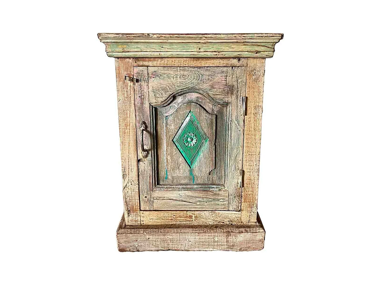 Mesita de madera acabado artesanal marrón 49x28x62h cm