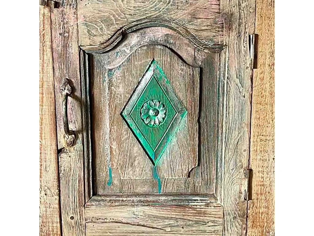 Mesita de madera acabado artesanal marrón 49x28x62h cm