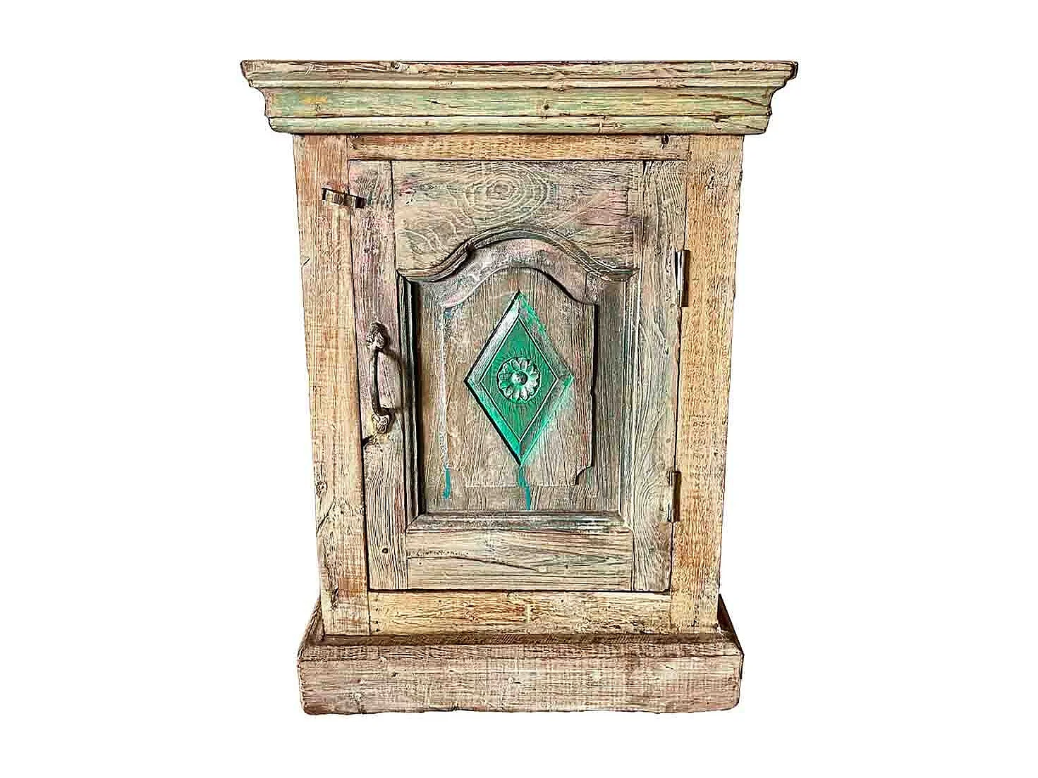 Mesita de madera acabado artesanal marrón 49x28x62h cm