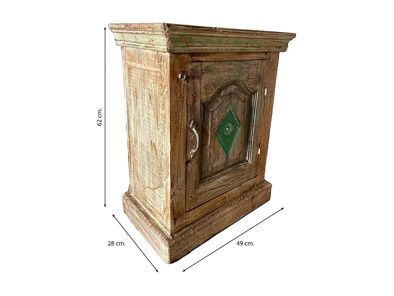 Mesita de madera acabado artesanal marrón 49x28x62h cm