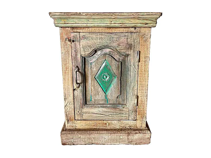 Mesa de centro em madeira artesanal castanha, 49x28x62cm