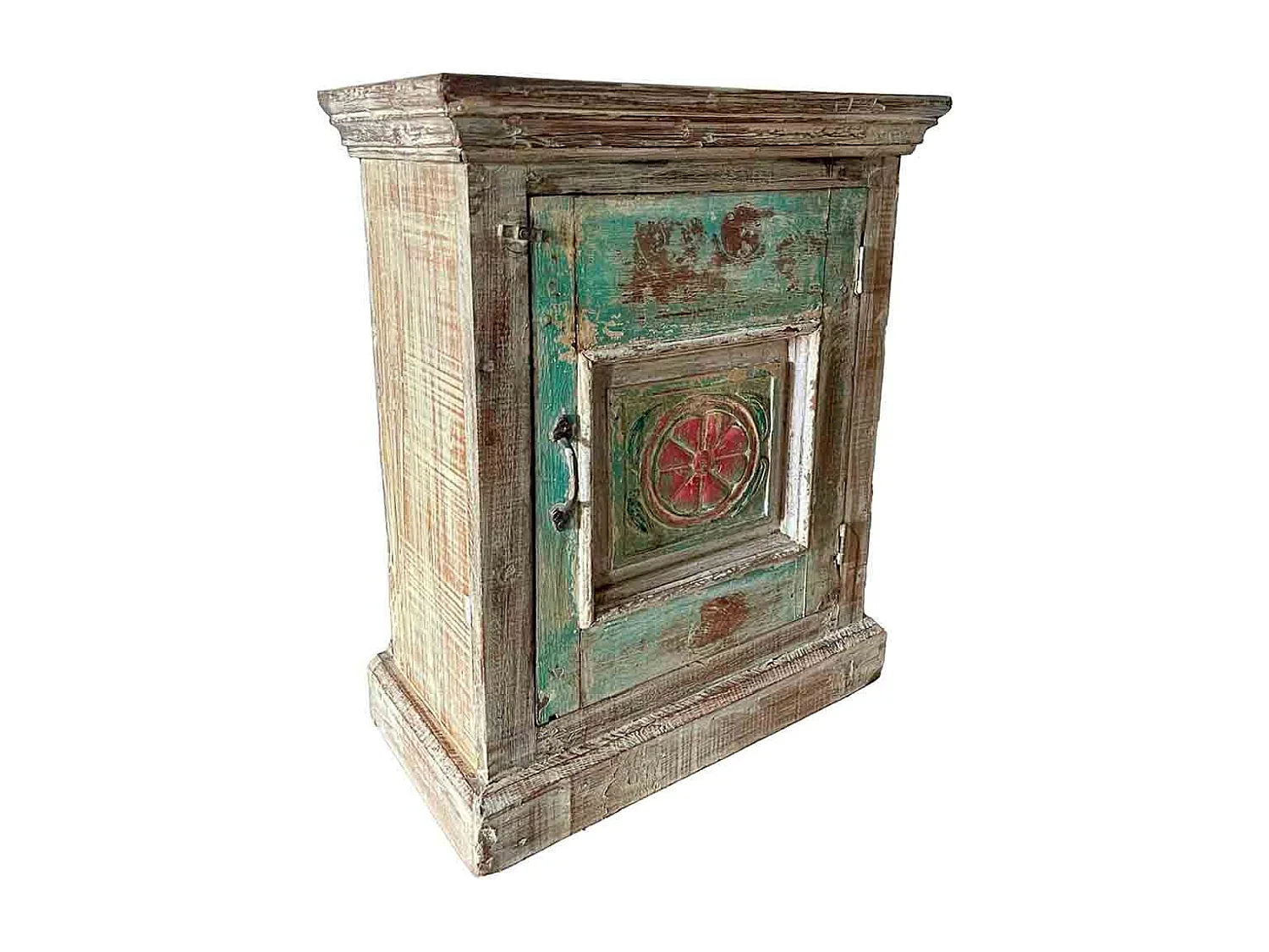 Mesa de madeira azul artesanal, 53x27x69 cm