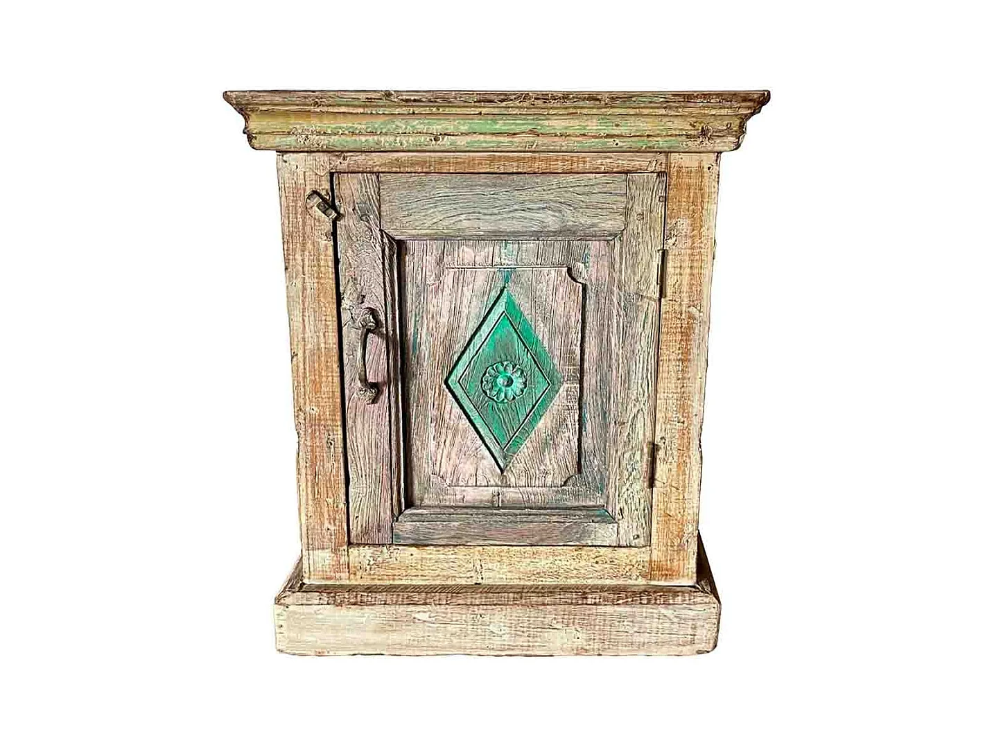 Mesa artesanal em madeira castanha, 49x29x62 cm