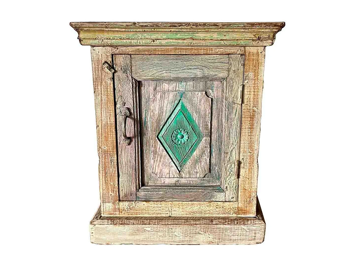 Mesita de madera acabado artesanal marrón 49x29x62h cm