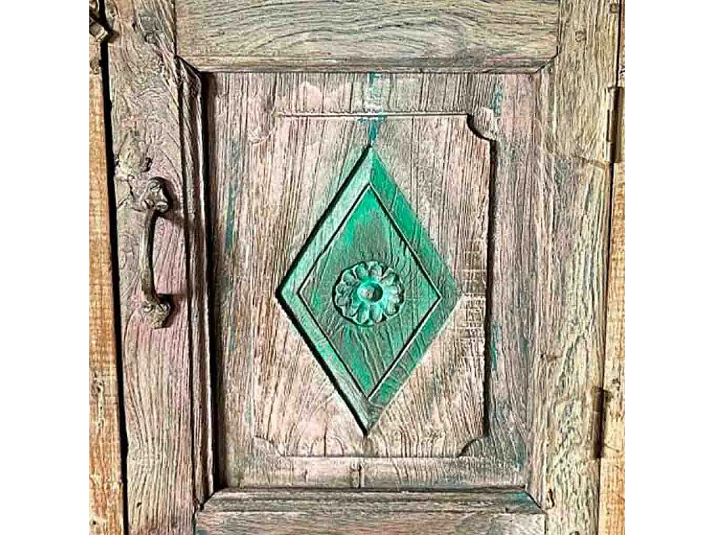 Mesita de madera acabado artesanal marrón 49x29x62h cm