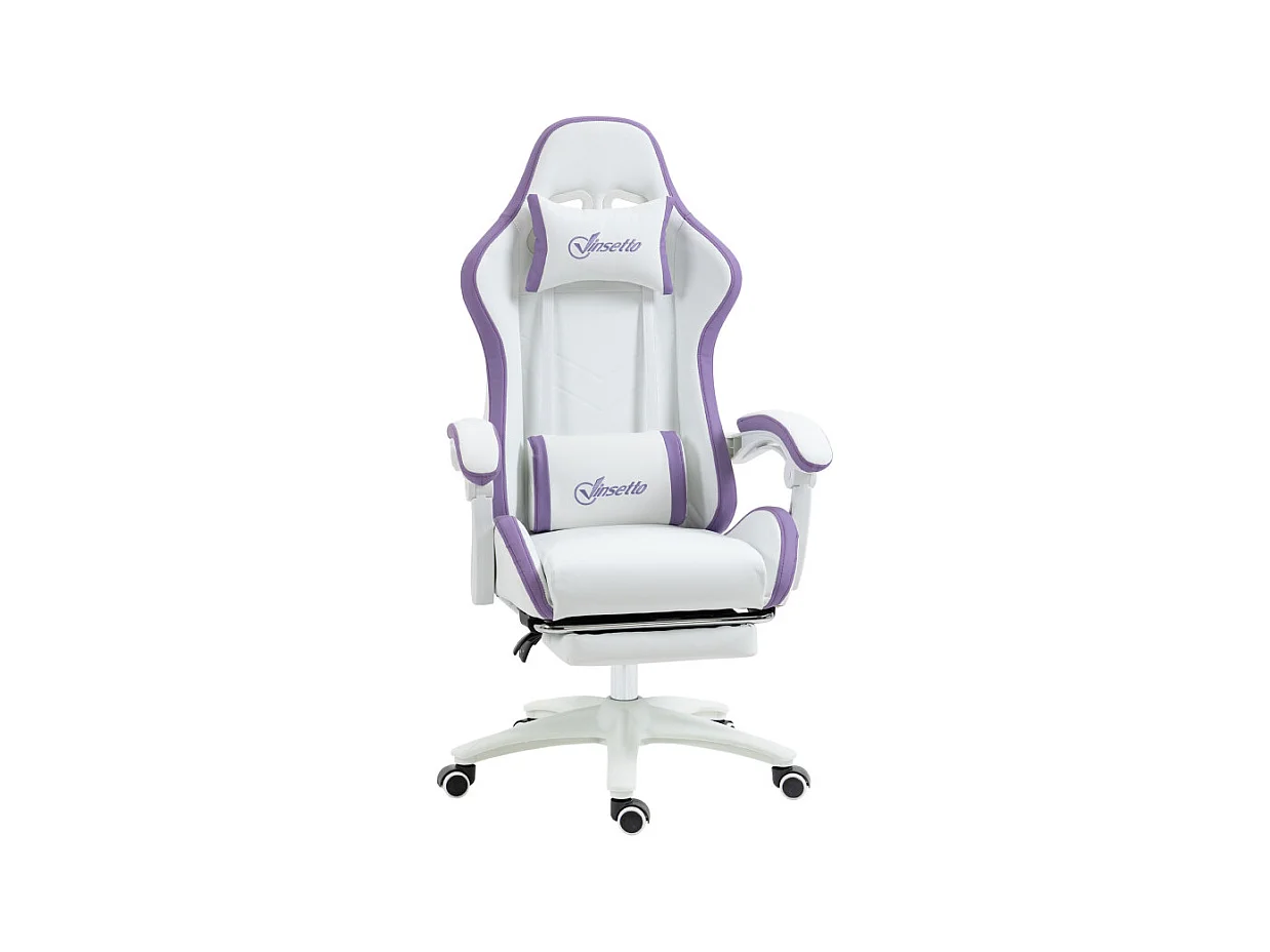 Chaise de bureau gaming inclinable VINO blanche et mauve