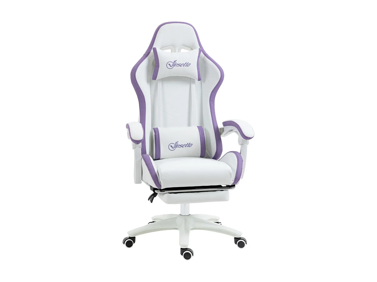 Chaise de bureau gaming inclinable VINO blanche et mauve