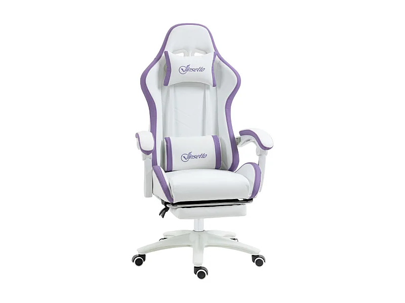 Chaise de bureau gaming inclinable VINO blanche et mauve