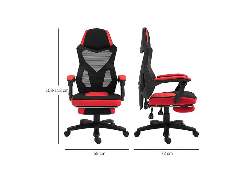 Fauteuil gaming inclinable OPTIMUS KING rouge noir