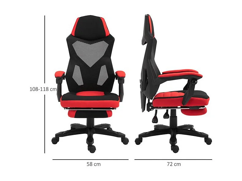 Fauteuil gaming inclinable OPTIMUS KING rouge noir