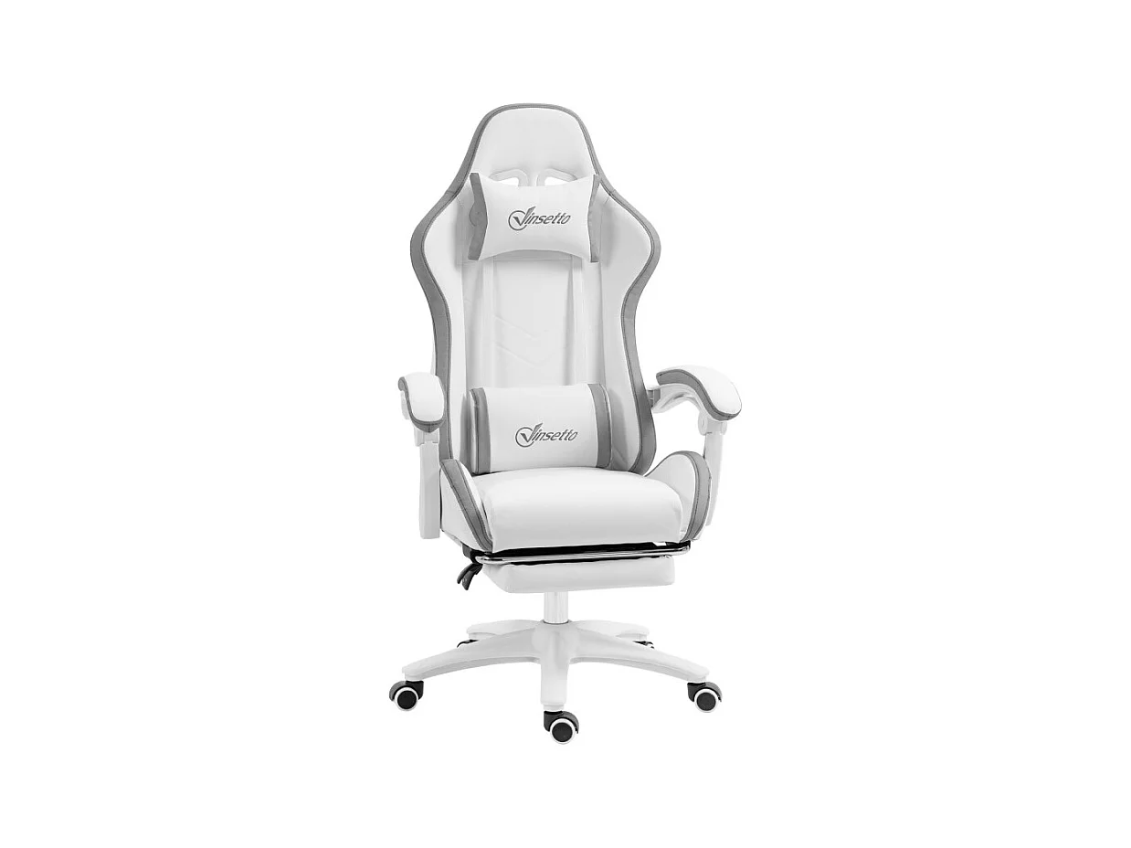 Chaise de bureau gaming inclinable réglable TITTO blanche et grise
