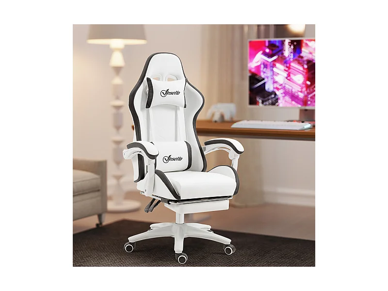 Chaise de bureau gaming inclinable réglable TITTO blanche et grise