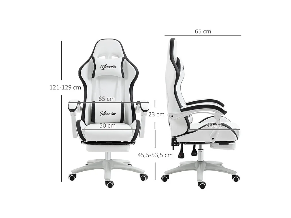 Chaise de bureau gaming inclinable réglable TITTO blanche et grise