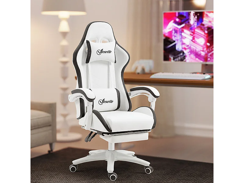 Chaise de bureau gaming inclinable réglable TITTO blanche et grise