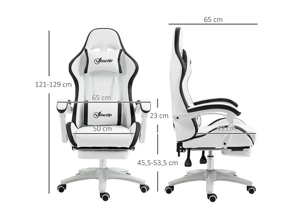 Chaise de bureau gaming inclinable réglable TITTO blanche et grise