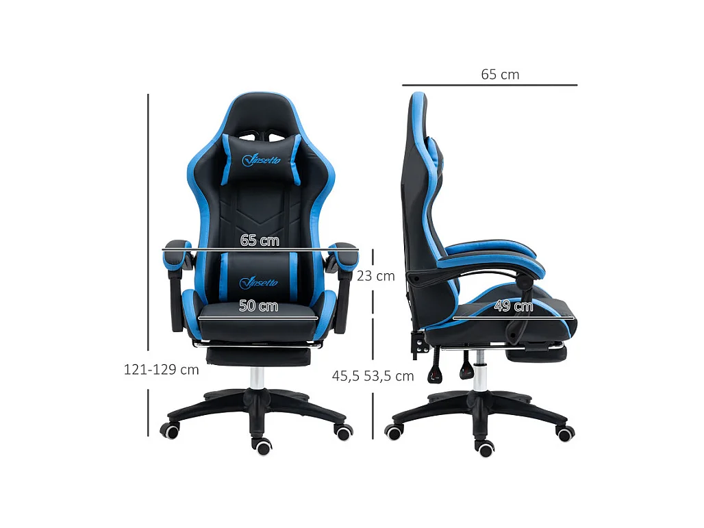 Chaise gaming de bureau inclinable VARETTA noir et bleu