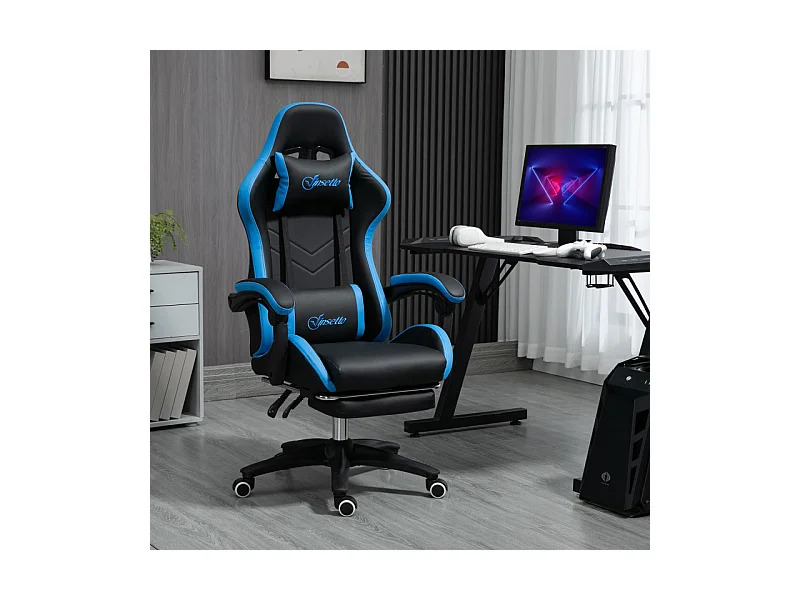 Chaise gaming de bureau inclinable VARETTA noir et bleu