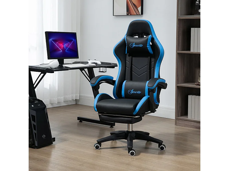 Chaise gaming de bureau inclinable VARETTA noir et bleu