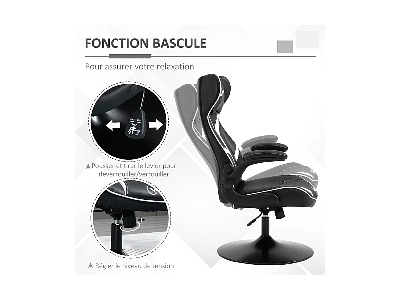 Fauteuil gaming AYRTON noir et blanc
