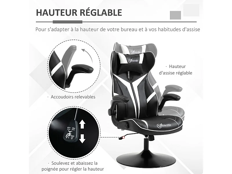Fauteuil gaming AYRTON noir et blanc