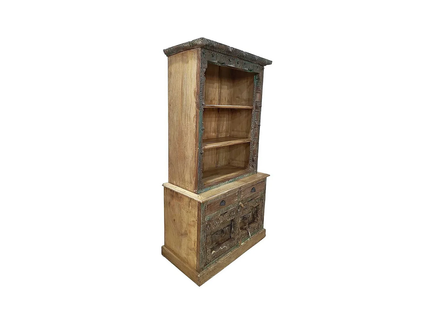 Estante de madeira artesanal castanha 112x43x205 cm