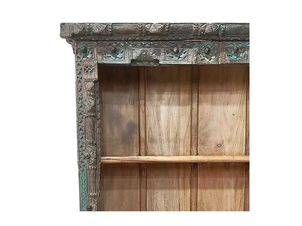 Estante de madeira artesanal castanha 112x43x205 cm