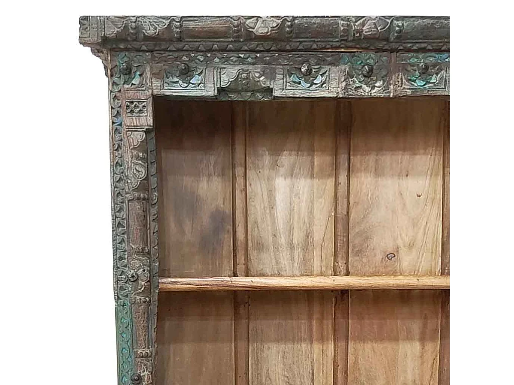 Estante de madeira artesanal castanha 112x43x205 cm