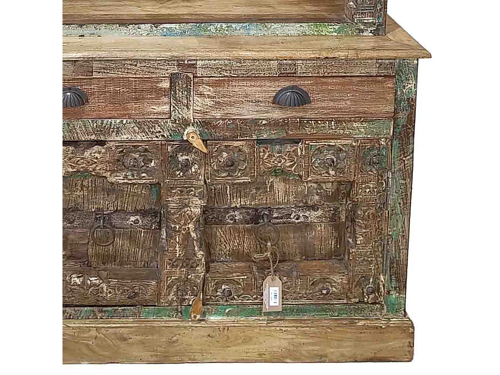 Estante de madeira artesanal castanha 112x43x205 cm