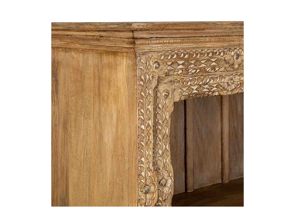 Estante artesanal em madeira castanha com 4 prateleiras, 106x43x180cm