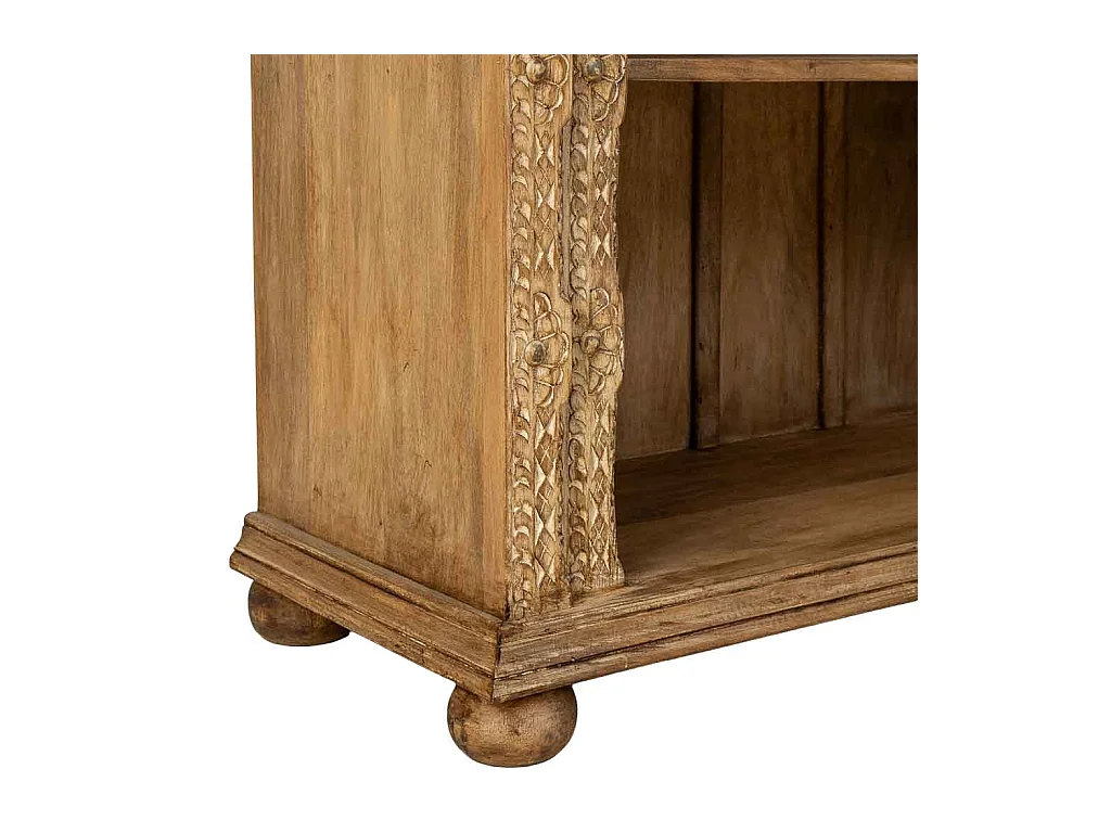 Estante artesanal em madeira castanha com 4 prateleiras, 106x43x180cm