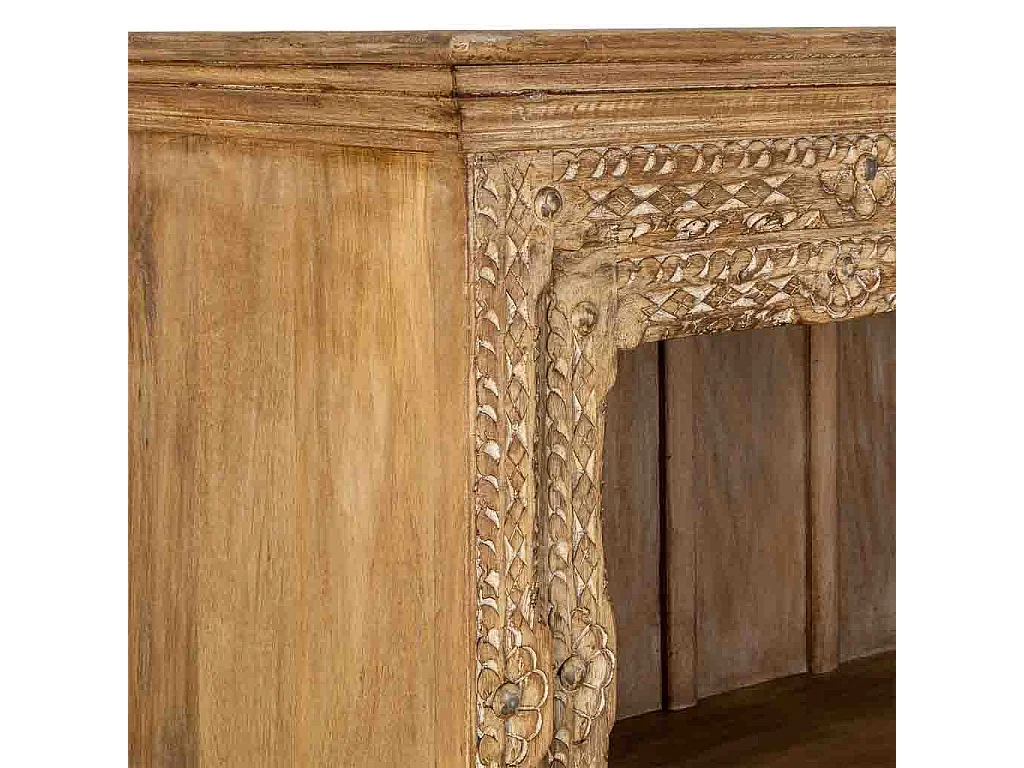 Estante artesanal em madeira castanha com 4 prateleiras, 106x43x180cm