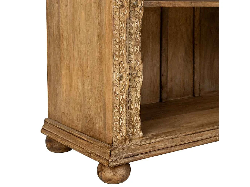 Estante artesanal em madeira castanha com 4 prateleiras, 106x43x180cm