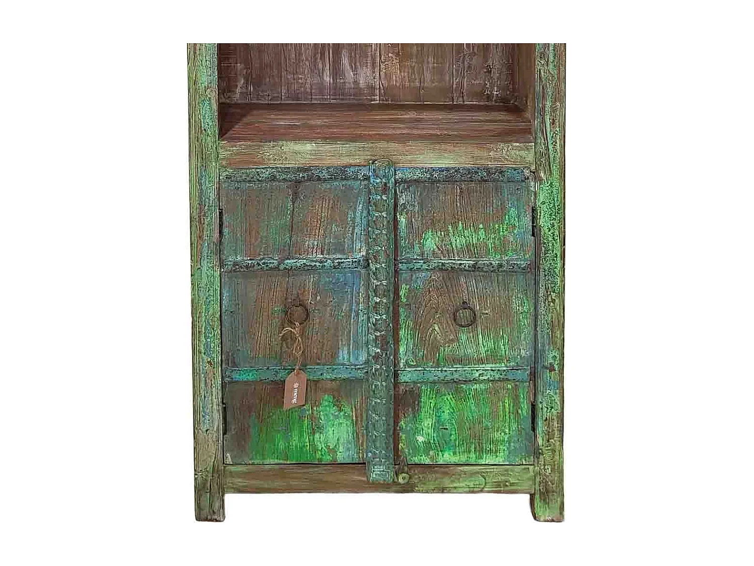 Bibliothèque marron artisanale en bois vert 86x35x186h