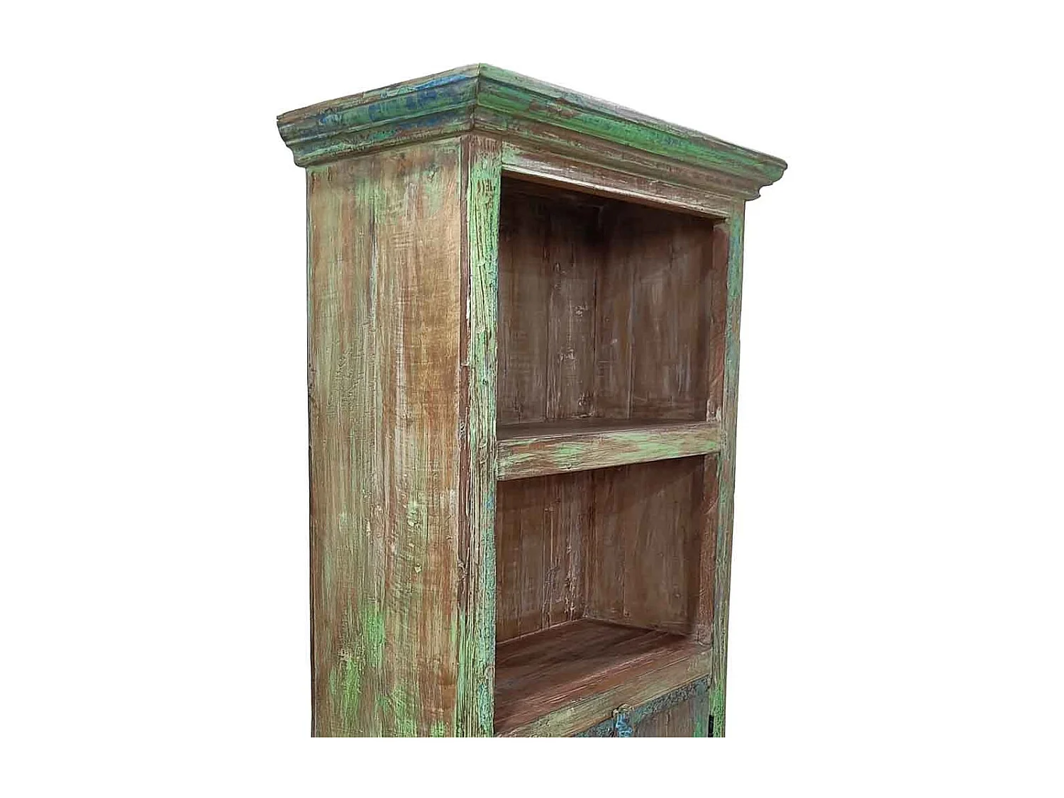 Bibliothèque marron artisanale en bois vert 86x35x186h