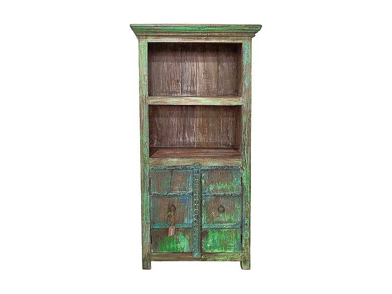 Estantería librería de madera artesanal verde 86x35x186h