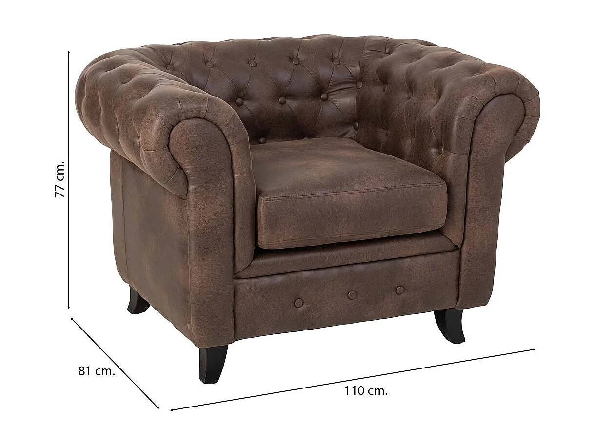 Sillón castanho 110x81x77cm
